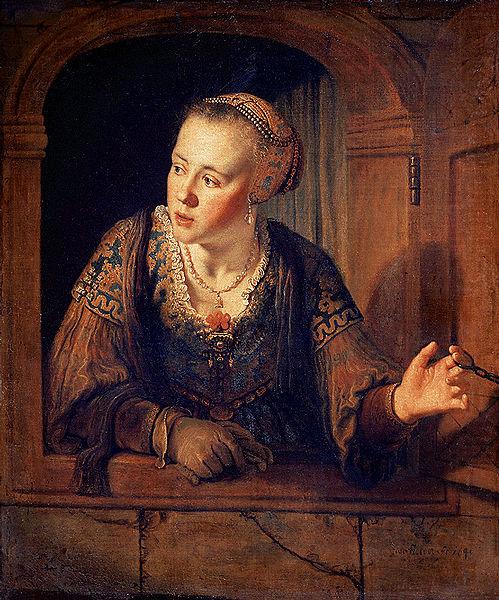Young woman at a window, Jan victors